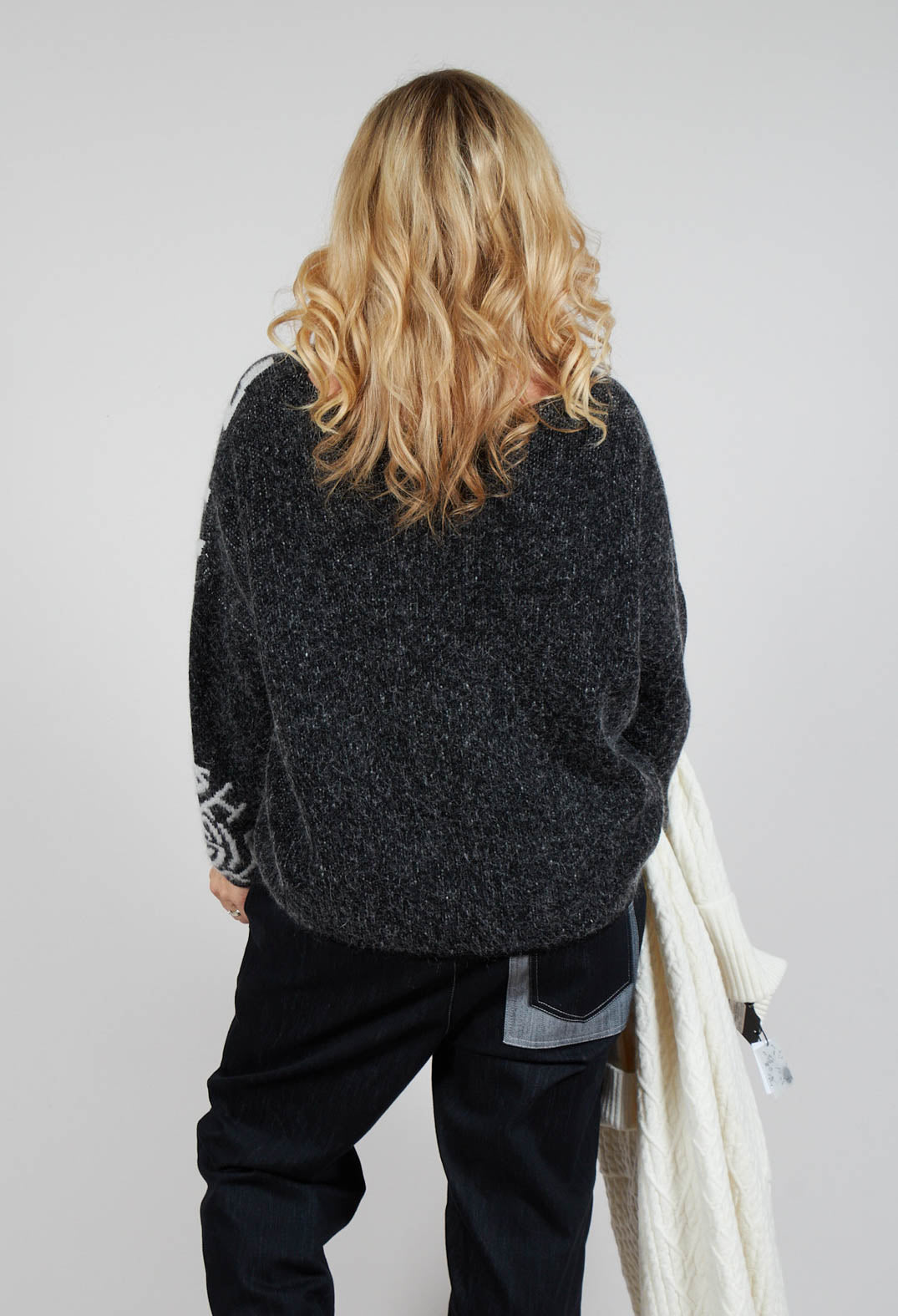 Geometric Knit Sweater in Grey