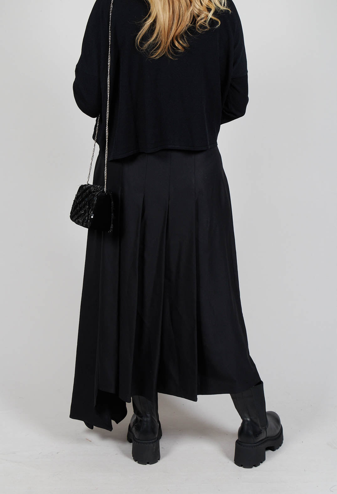 Long Pleated Skirt in Black