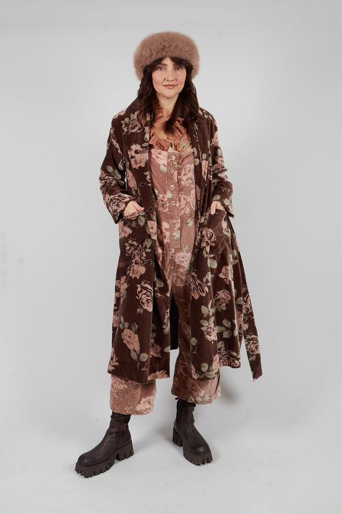 Cosmos Coat in Velour Fleur Chocolat