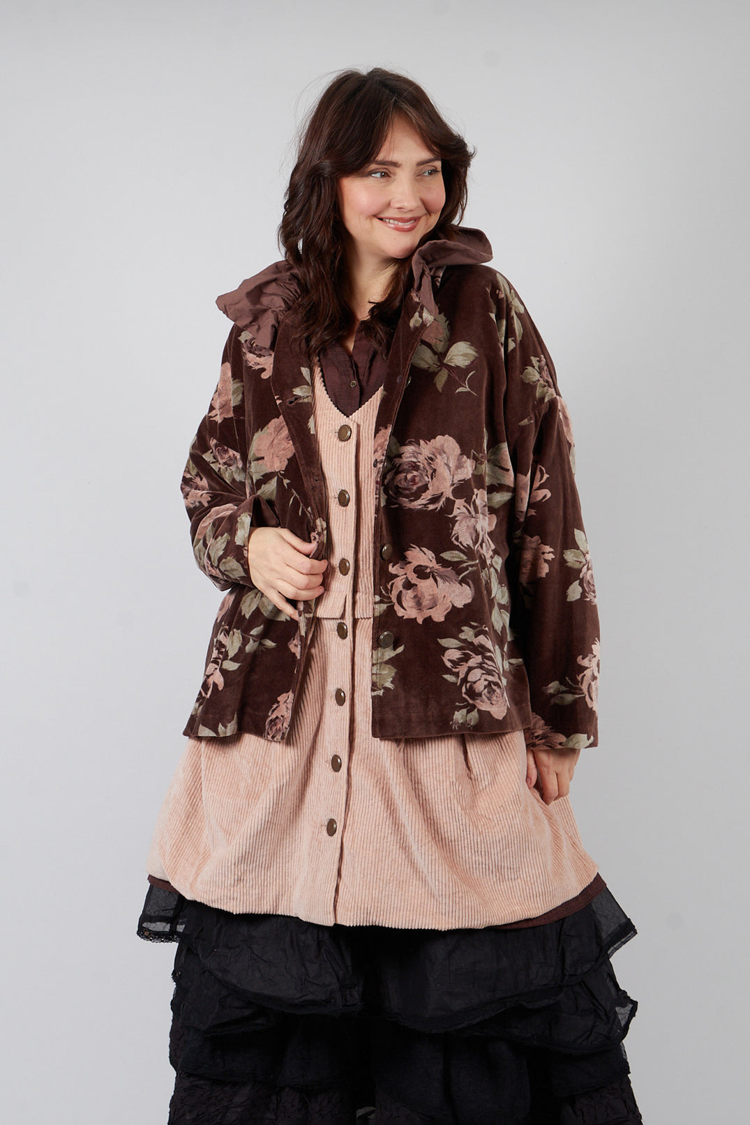 Jacket in Velour Fleur Chocolat