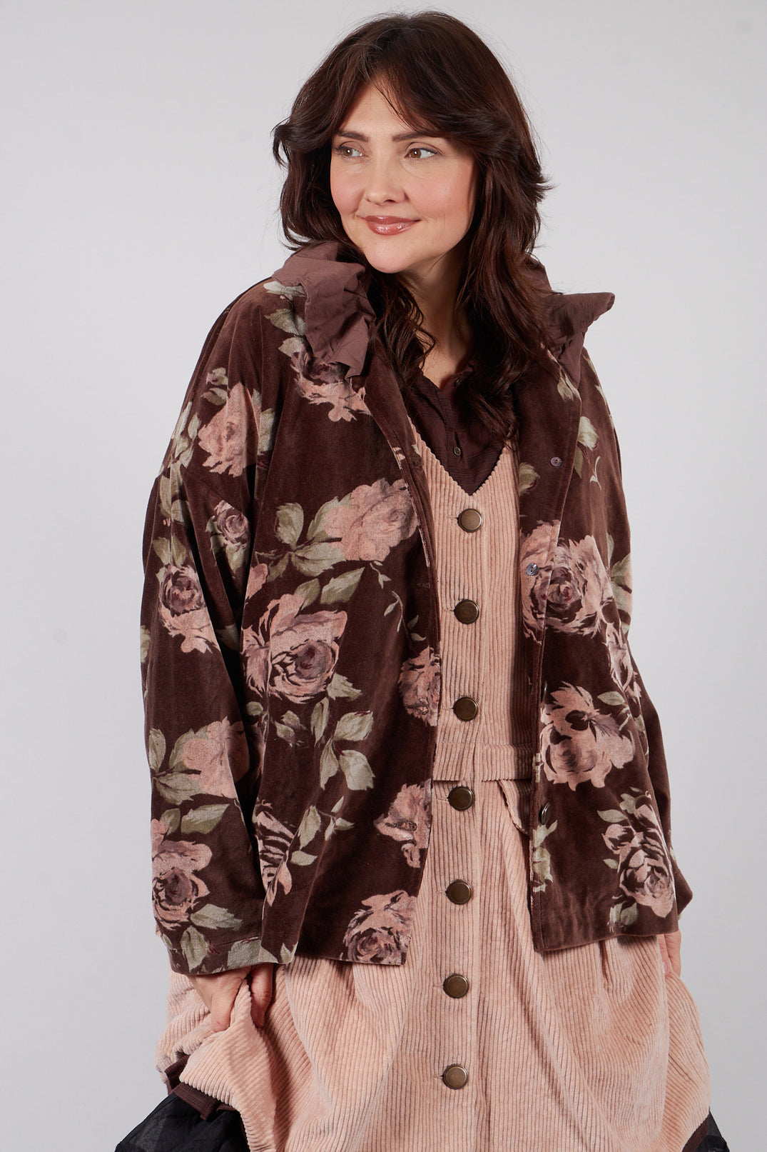 Jacket in Velour Fleur Chocolat