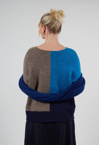 Block Colour Jumper in Crusca Sky and Blu