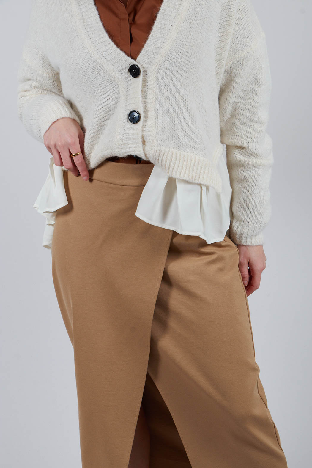 Jersey Pencil Skirt in Camel