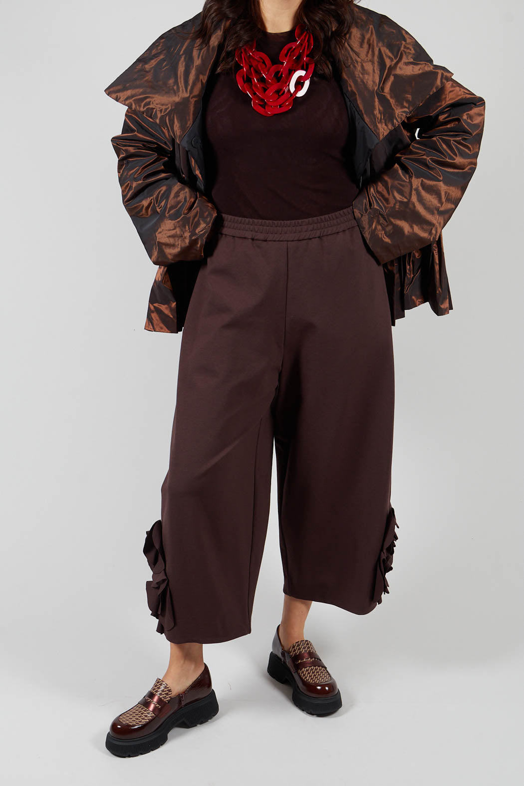 Cropped Trousers with Embellishment Detail in Java