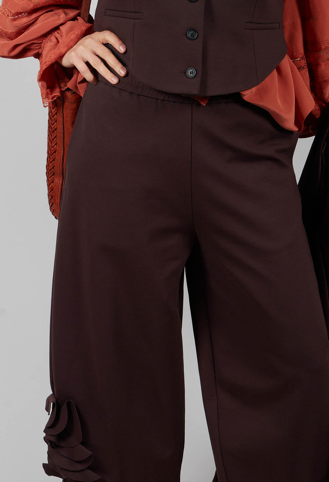 Cropped Trousers with Embellishment Detail in Java