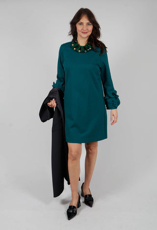 Short Shift Dress with Embellished Sleeves in Ottanio