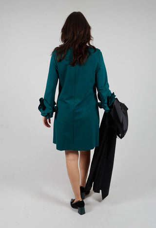 Short Shift Dress with Embellished Sleeves in Ottanio