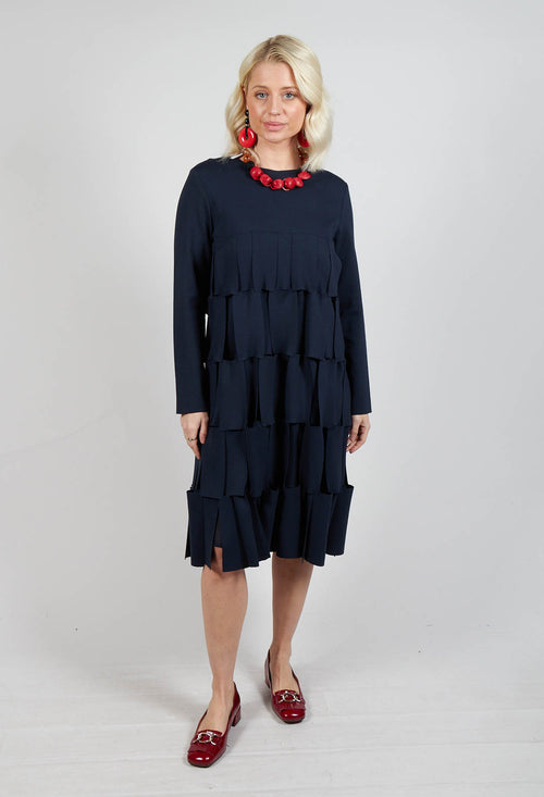 Empire Line Jersey Dress with Cut Out Feature in Blue Nights