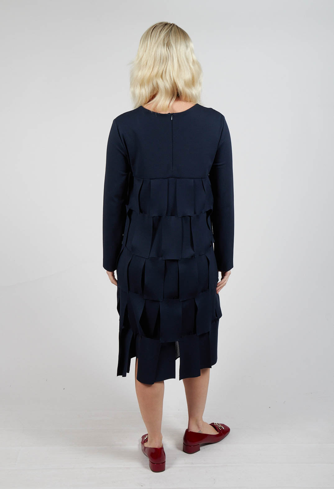 Empire Line Jersey Dress with Cut Out Feature in Blue Nights