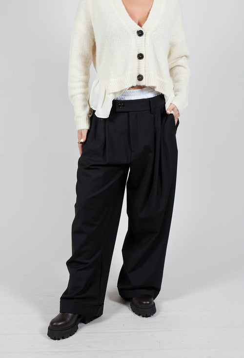 Wide Leg Tailored Trousers in Nero and Off White