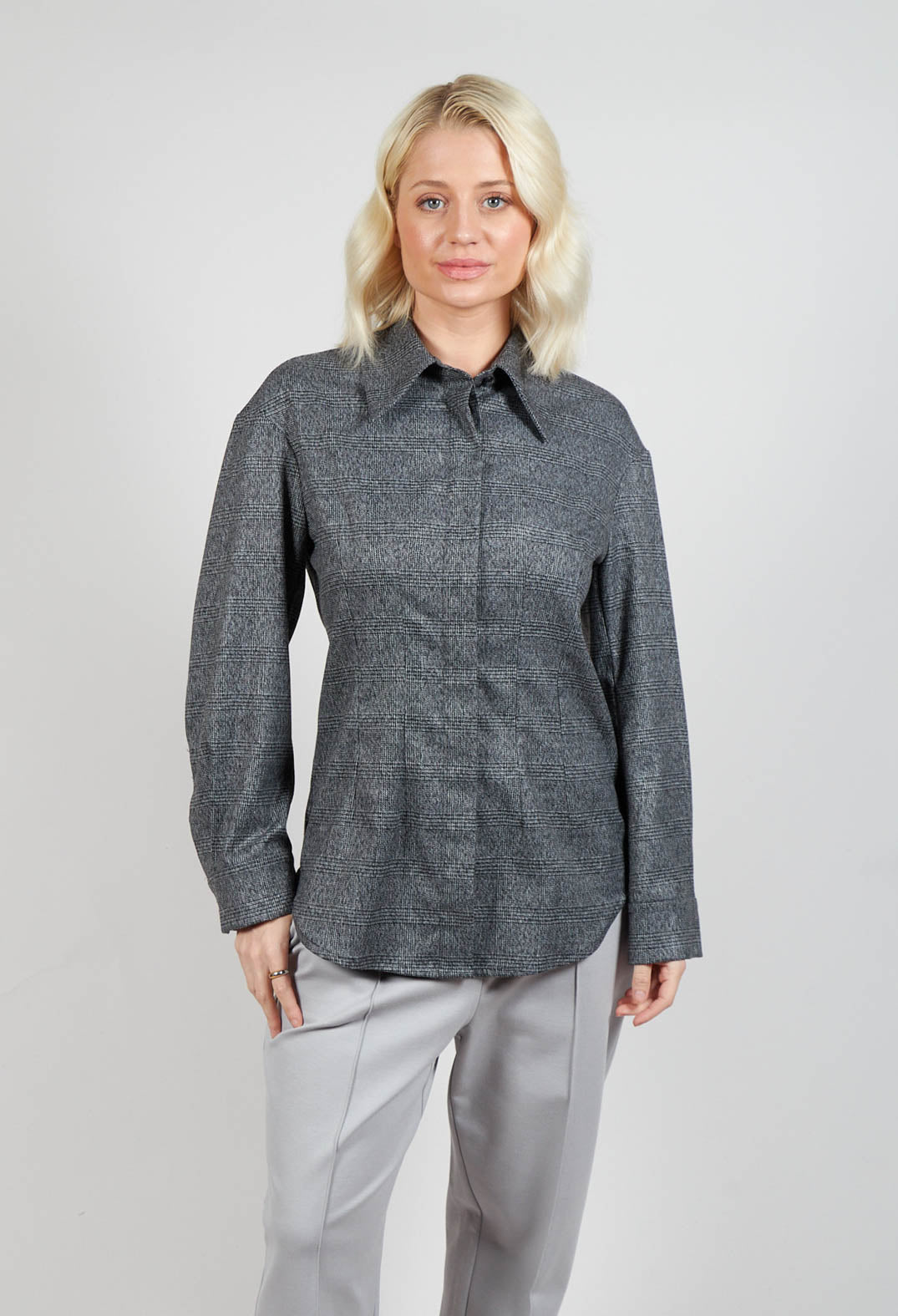 Longline Check Shirt in Scozz Nero