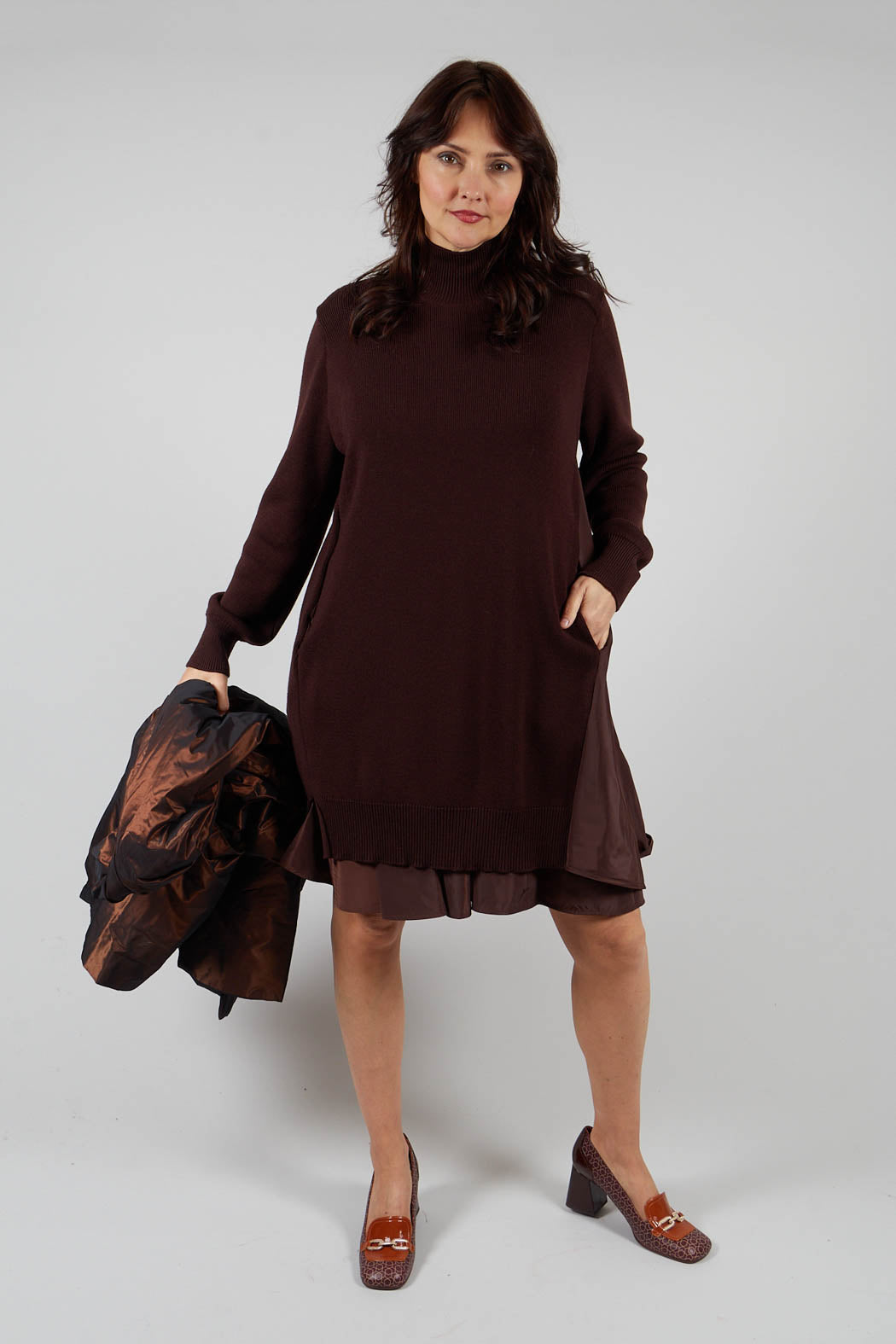 Panelled Sweater Dress in Java