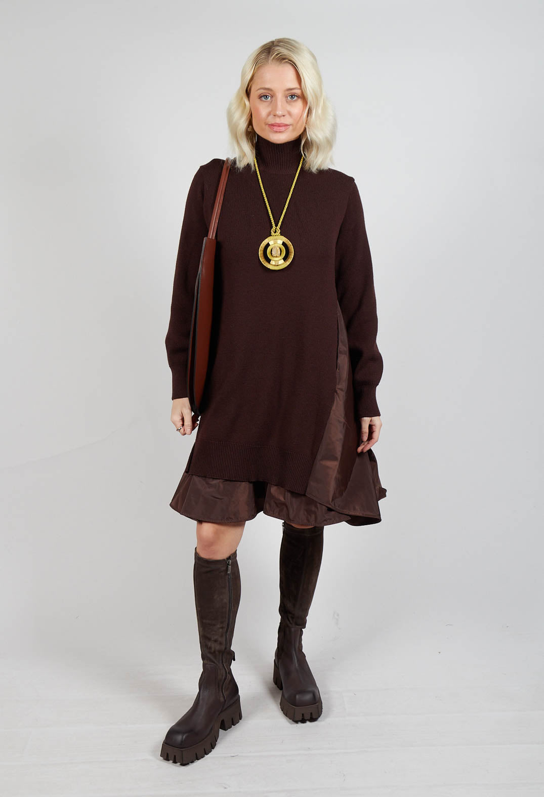 Panelled Sweater Dress in Java