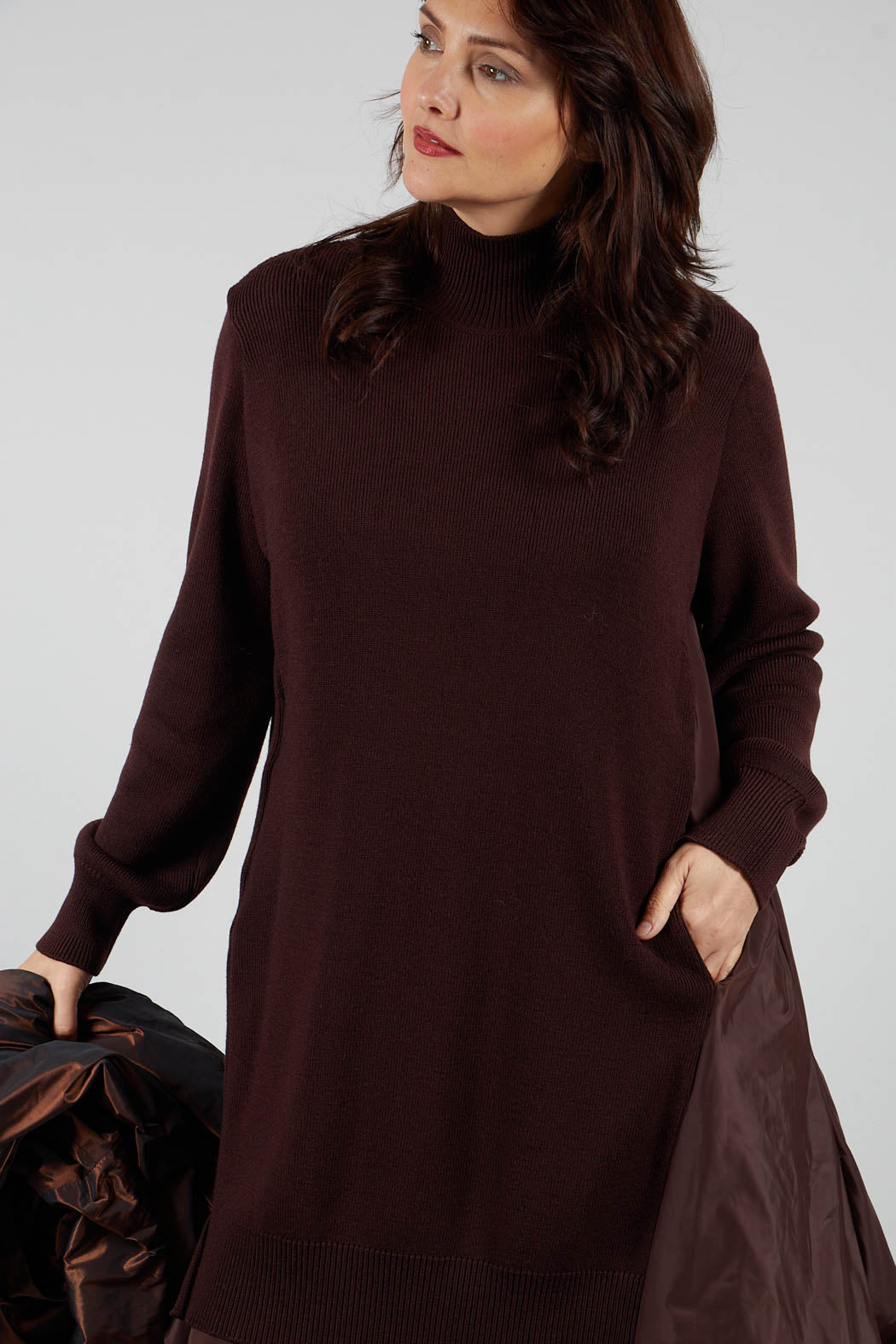 Panelled Sweater Dress in Java