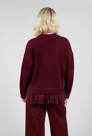 Knitted Cardigan with Frill Hem in Rumba