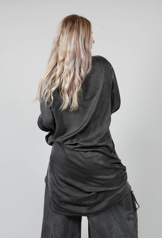 Ruched Top in Raso di Viscosa Grey Storm