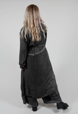 Shirt Dress in Raso di Viscosa Grey Storm