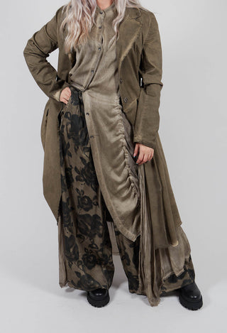 Wide Leg Trousers in Raso di Viscosa Stampato Green Tuscany