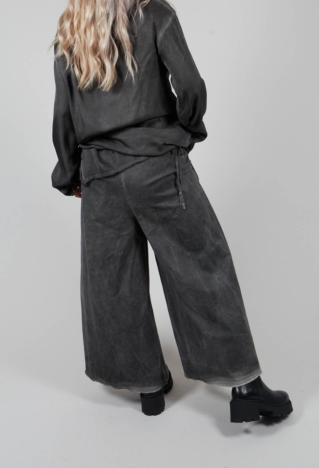 Pleat Front Trousers in Gabardina di Cotone Grey Storm