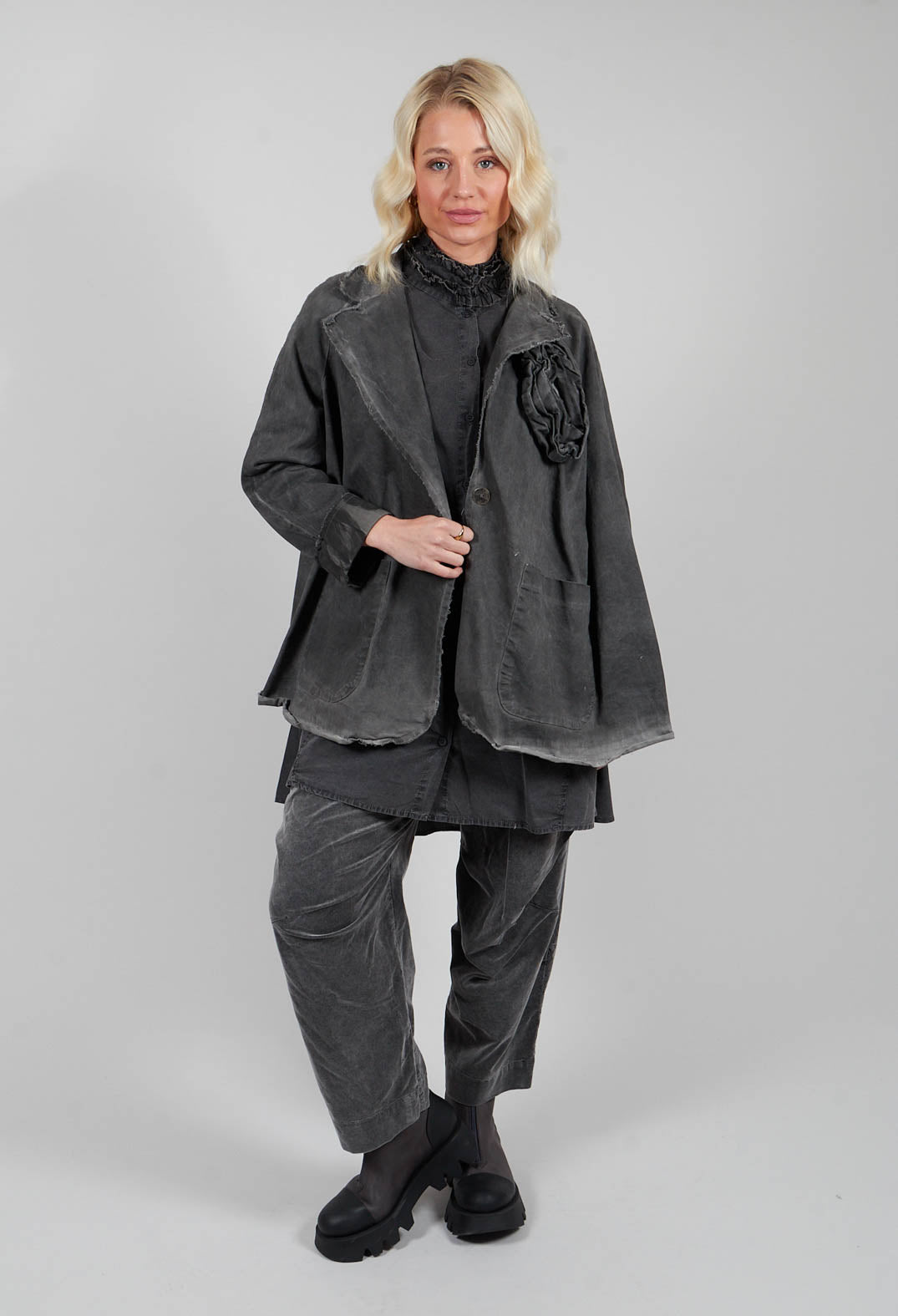 Ruffle A-Line Tunic in Pewter