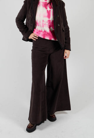 Cotton Bell Bottom Trousers in Brown