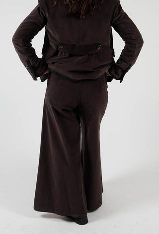 Cotton Bell Bottom Trousers in Brown