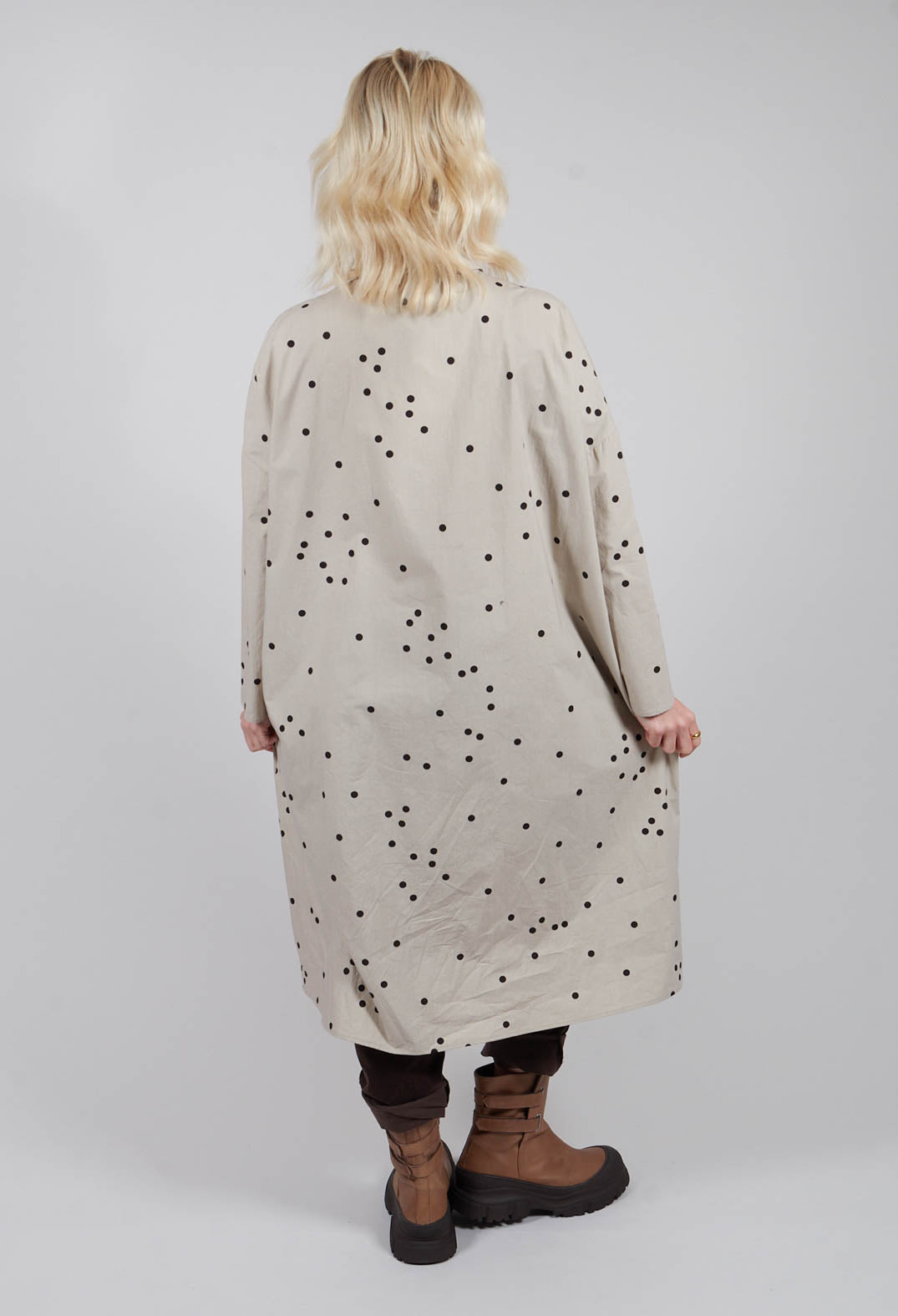 Polkadot Shirt Dress in Sand