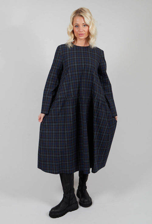 A-Line Tartan Dress in Blue