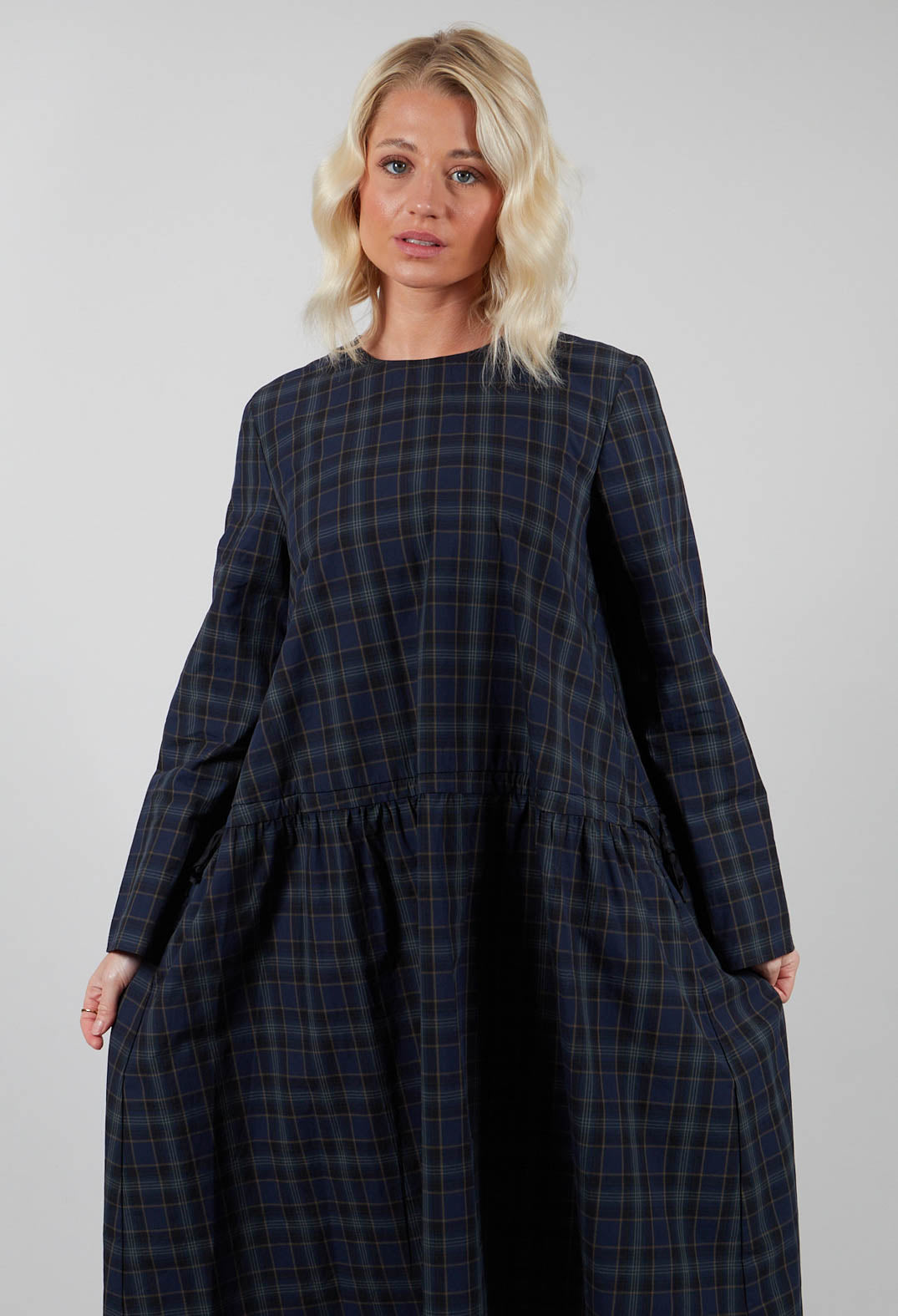 A-Line Tartan Dress in Blue