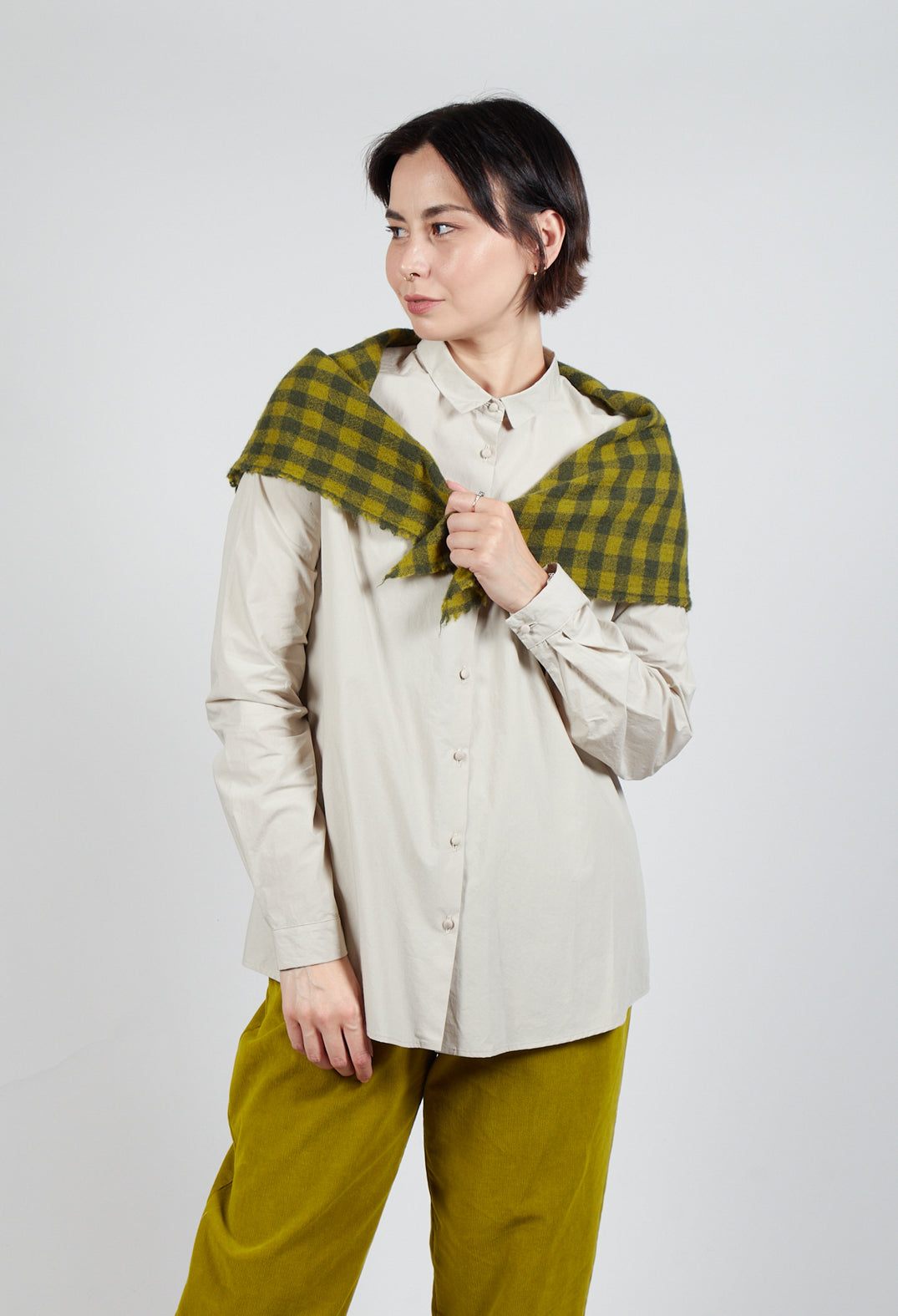 Gingham Stole in Grass Green