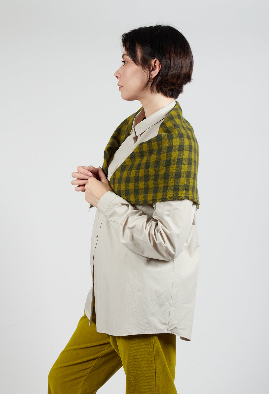 Gingham Stole in Grass Green