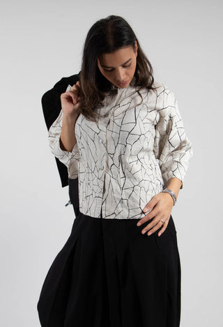 Button Through Jacket with Print in White