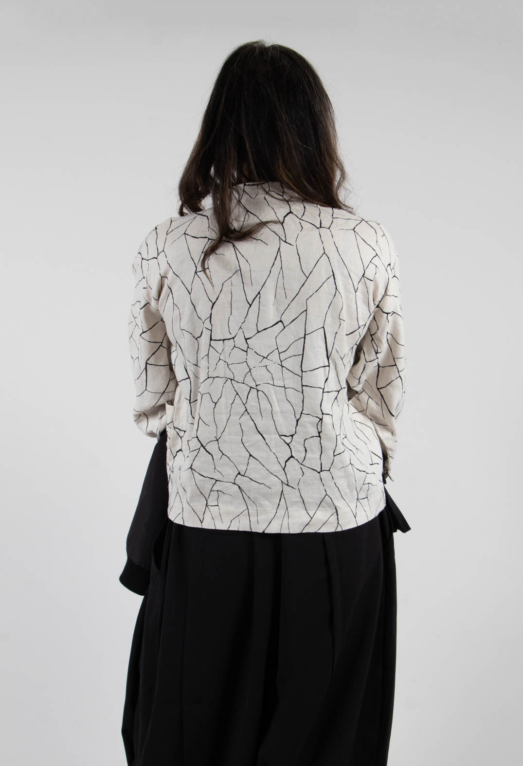 Button Through Jacket with Print in White