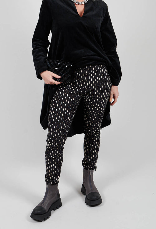 Slim Leg Trousers in Black Print