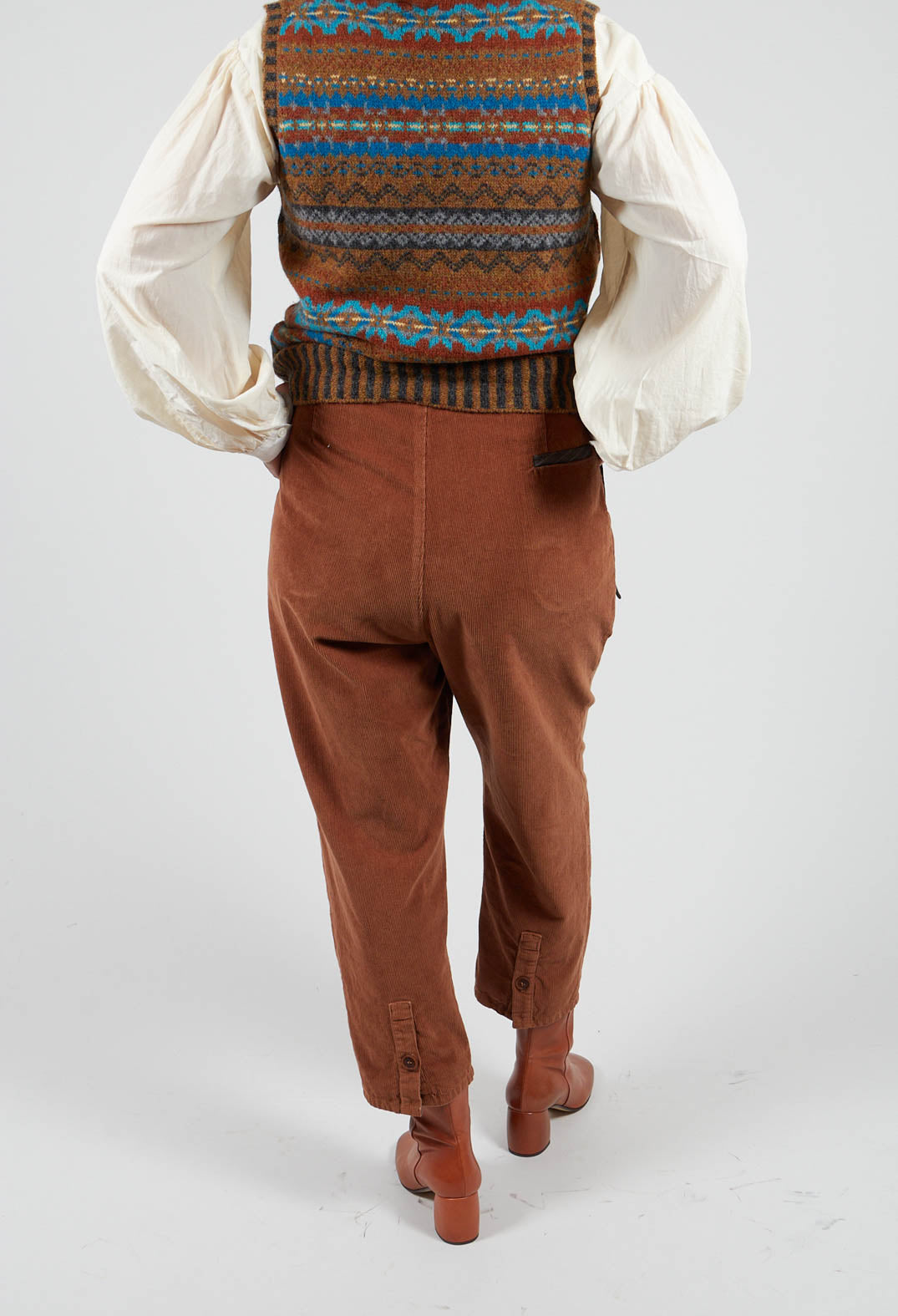 Straight Leg Cord Trousers in Brown