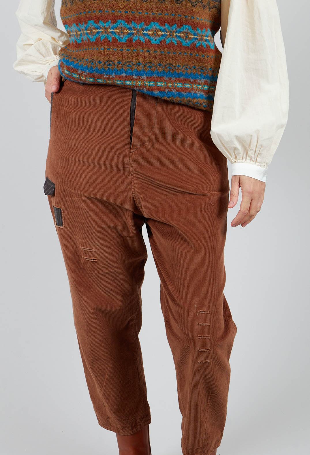 Straight Leg Cord Trousers in Brown