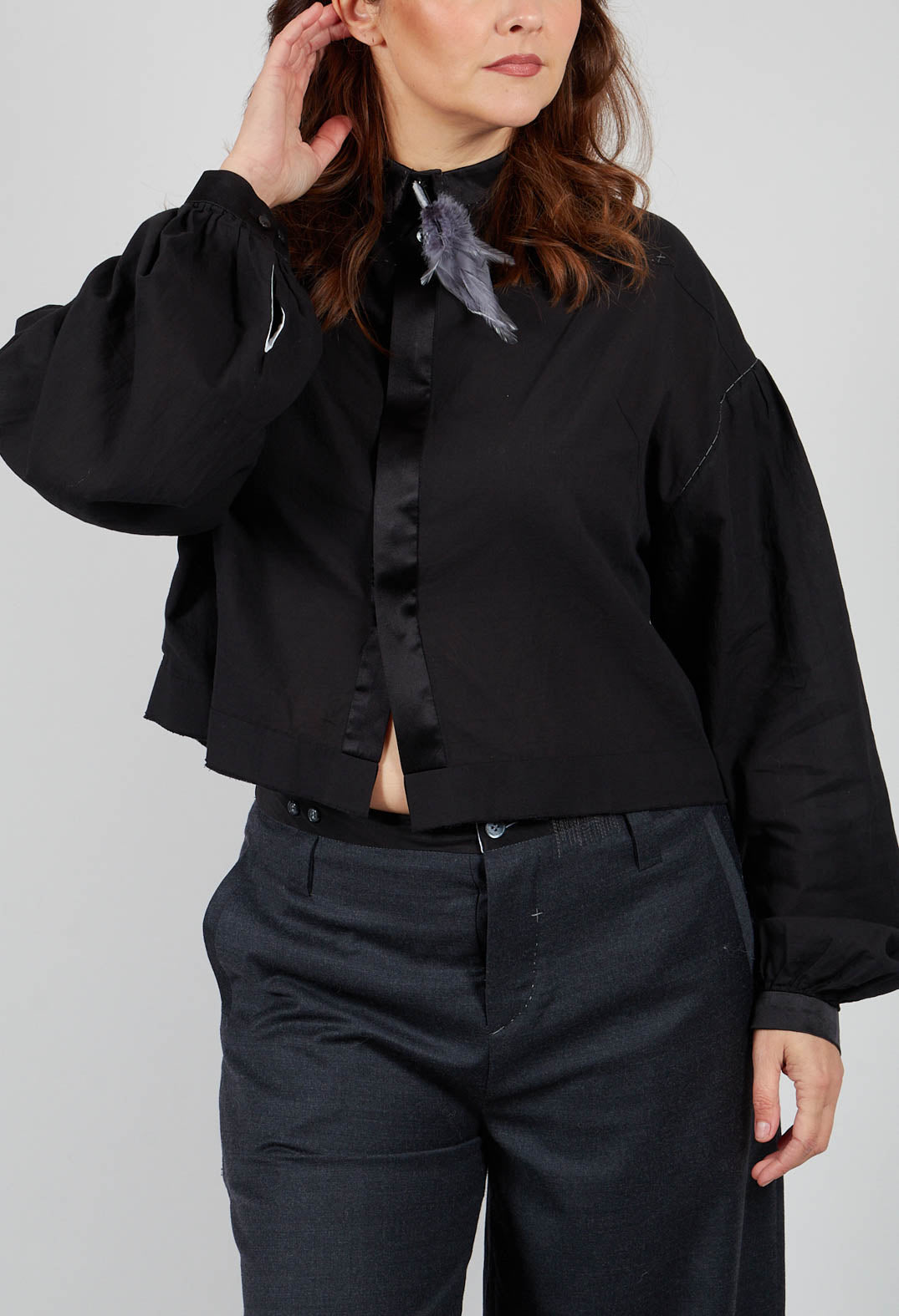 Long Sleeve Cotton Shirt in Black