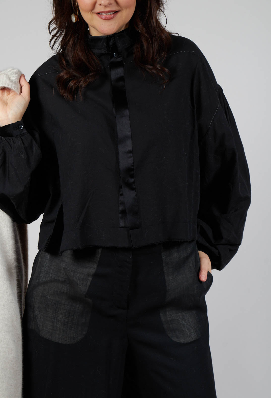 Long Sleeve Cotton Shirt in Black