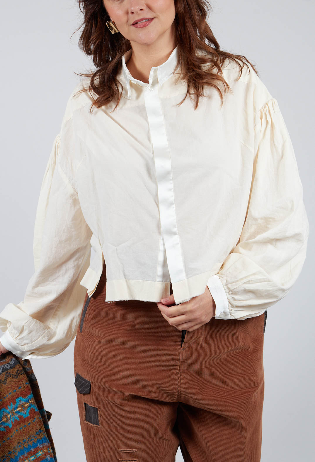 Long Sleeve Cotton Shirt in Cream