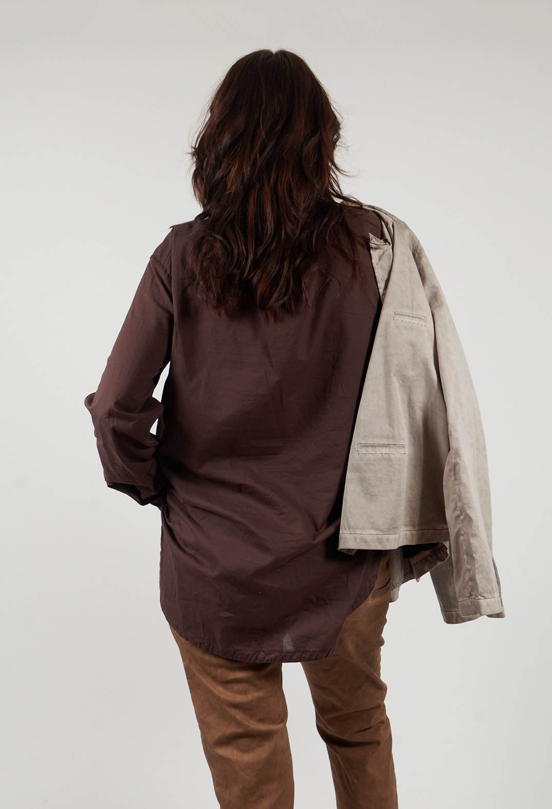 Longline Shirt in Dark Brown