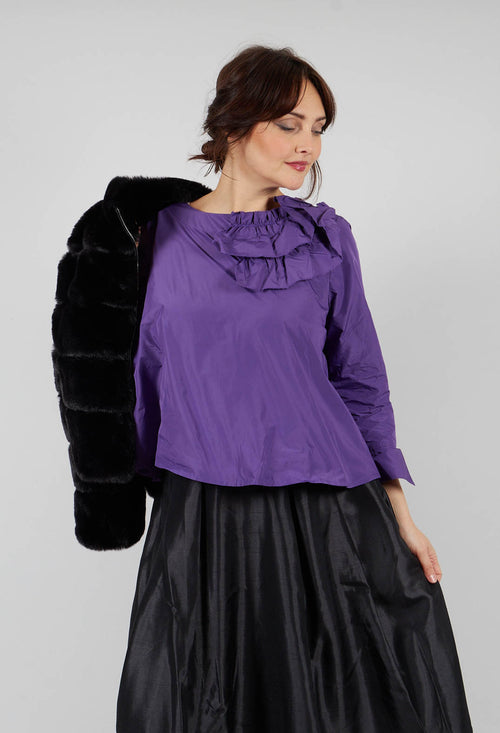 Light Taffeta Shirt with Ruffles in Purple