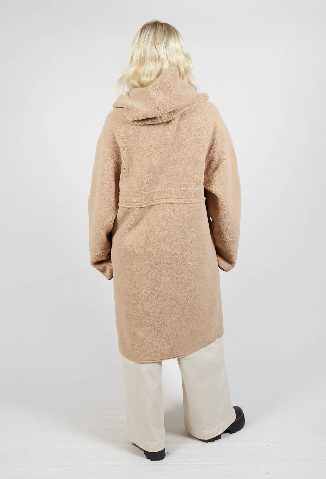 Reversible Long Faux Fur and Suede Coat in Tan and Biscuit