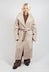 Reversible Longline Faux Fur Coat in Taupe