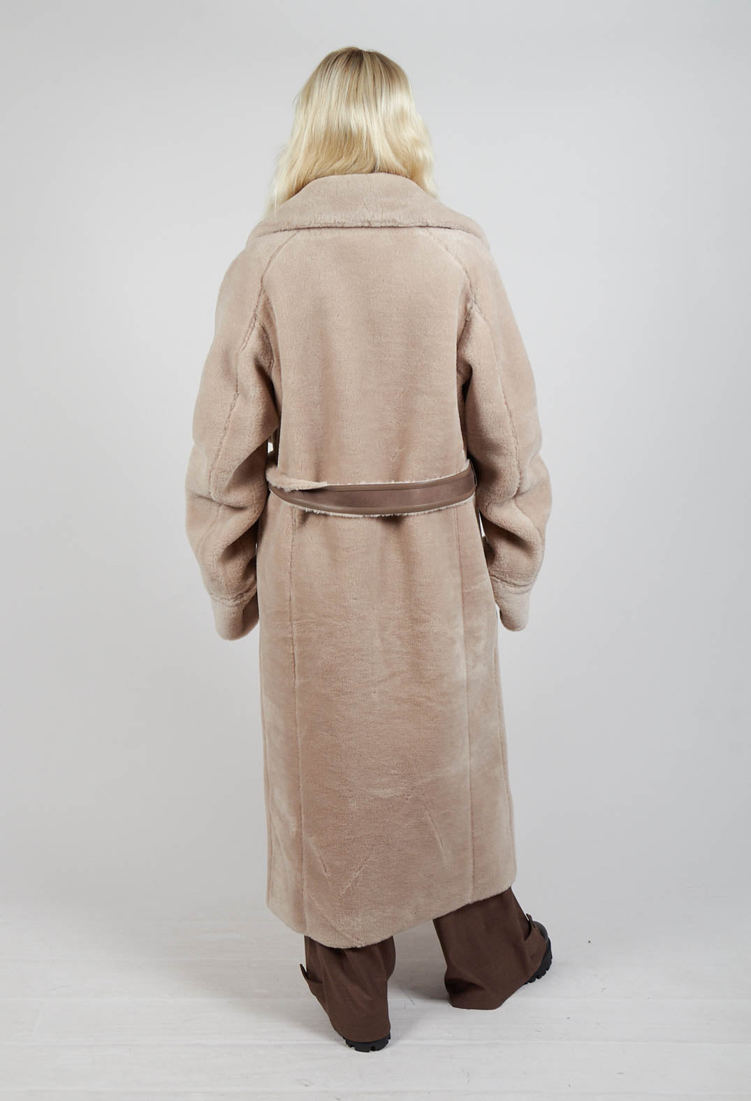 Full length reversible newest brown faux fur coat