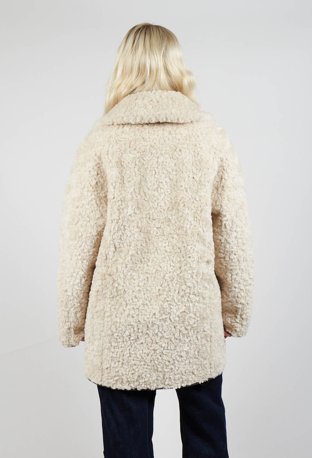 Reversible Faux Fur and Suede Jacket in Khaki Crackle