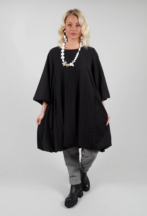 Balloon Sleeve Tunic Dress in Black