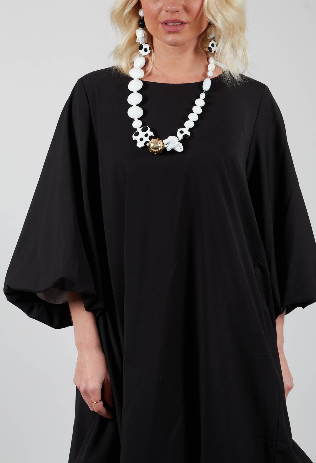 Balloon Sleeve Tunic Dress in Black