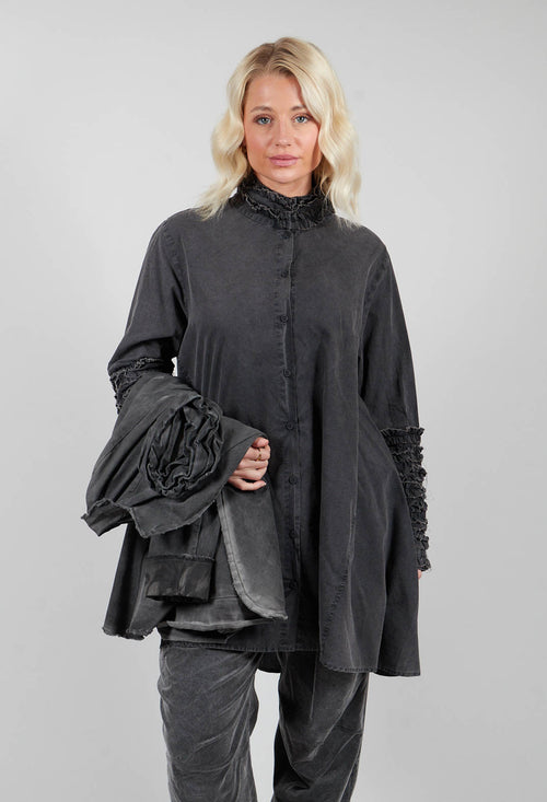 Ruffle A-Line Tunic in Pewter