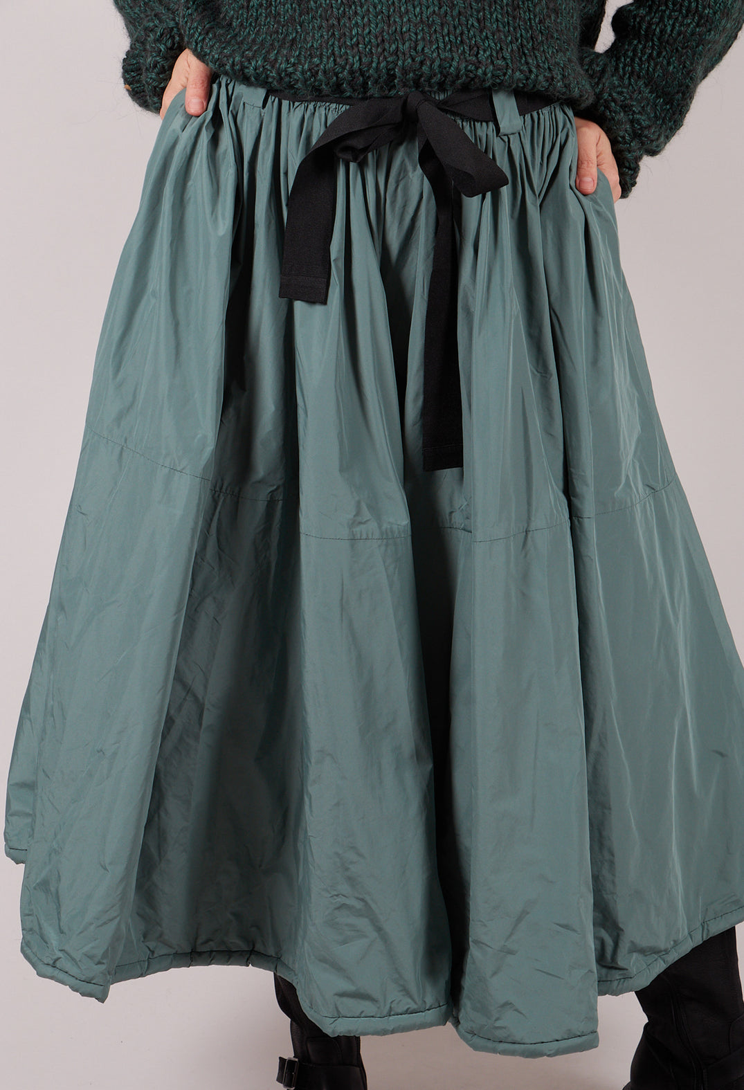 Belted Full Skirt in Sage Green