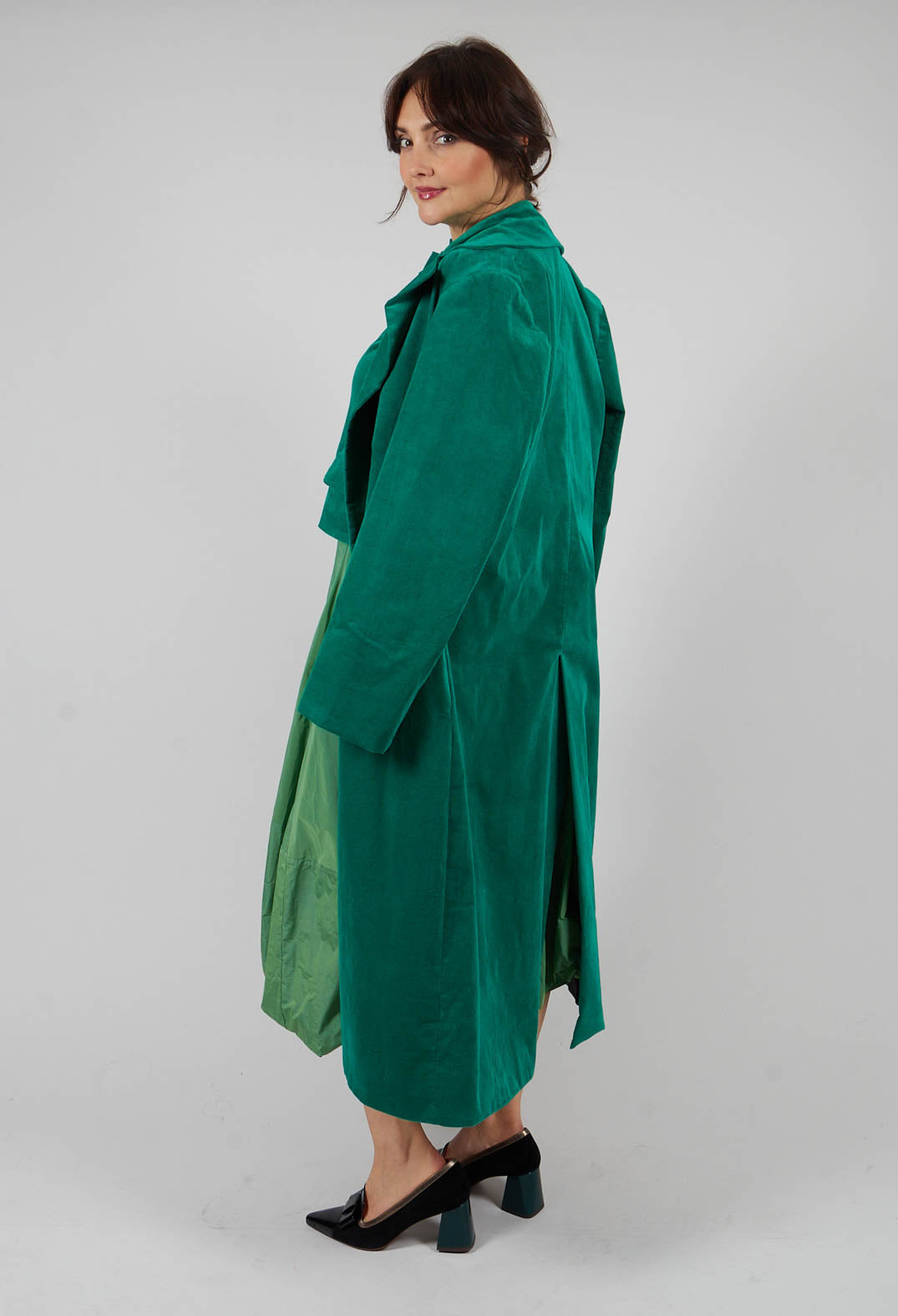 Velvet Long Coat in Green